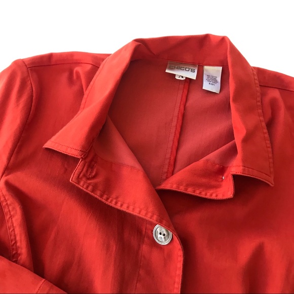 Chico's Orange Button Down Light Jacket Size M - Picture 2 of 5